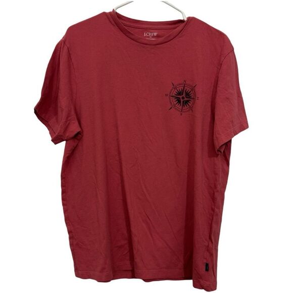 J Crew Casual Compass Tshirt Red Vintage Wear size Large - Picture 1 of 6